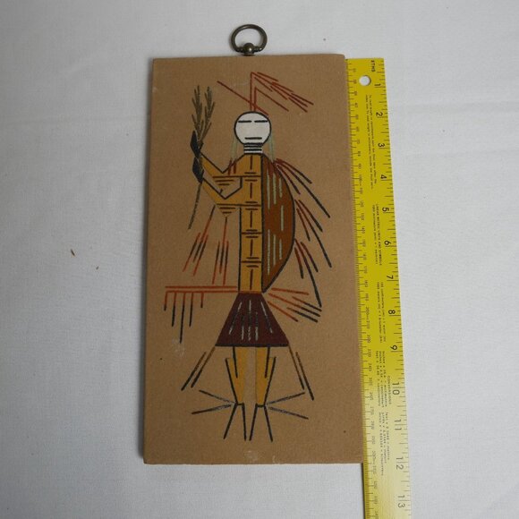 Vintage Navajo "Hunchback Medicine Man" Art With Tribal Figure Design 12" x 6" - Picture 6 of 10
